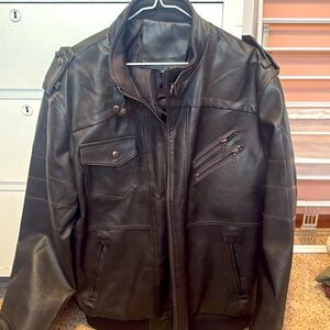 Black Leather Jacket - men’s - XL